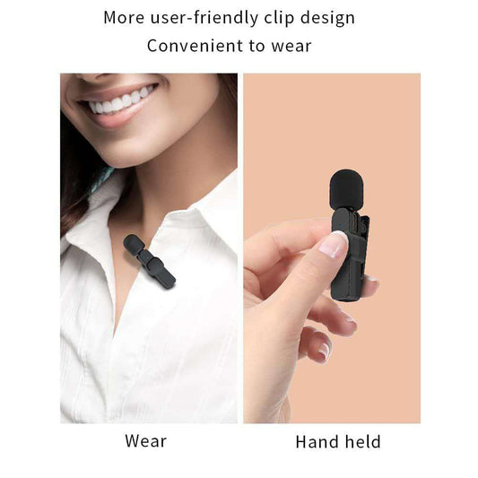 K8 Wireless Microphone, Mini Portable Recording Clip Mic with Receiver for All Type-C, Micro U Mobile Phones Camera Laptop for Vlogging YouTube Online Class, Zoom Call