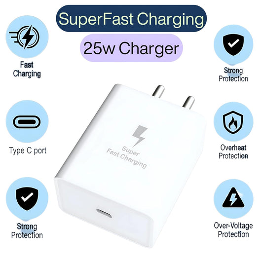 Samsung 25W USB-C Power Adapter | Super Fast Charging | Original Mobile Charger | Travel-Friendly & Energy Efficient
