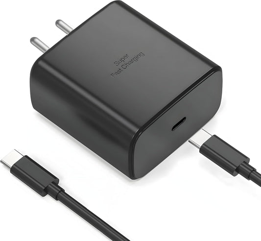 Original Samsung 45W Super Fast Charger with USB-C Cable (5A/1.8M) – Type-C Travel Adapter,