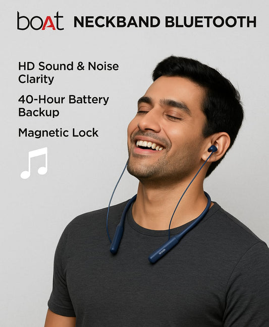 Boat Original Wireless Neckband – Fast Bluetooth Connect | HD Sound | Best Battery Backup | Magnetic Lock | Type-C Charging"