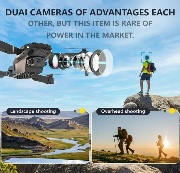 E88 Pro Foldable HD Dual Camera Drone with Brushless Motor, Wi-Fi FPV, One-Key Takeoff/Landing & Gesture Control