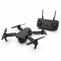 Unfolded drone and controller on white