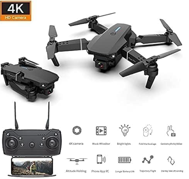 E88 Pro Foldable HD Dual Camera Drone with Brushless Motor, Wi-Fi FPV, One-Key Takeoff/Landing & Gesture Control