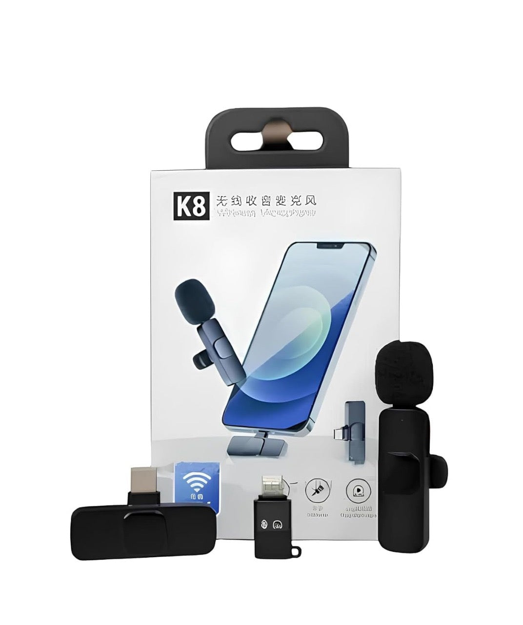 K8 Wireless Microphone, Mini Portable Recording Clip Mic with Receiver for All Type-C, Micro U Mobile Phones Camera Laptop for Vlogging YouTube Online Class, Zoom Call