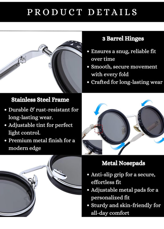 Prelium Automatic Tint-Shifting Polarized Sunglasses with ND Filter, 1-9 Gears Adjustable, Anti-glare UV Protection for Driving, Fishing, Hiking & Outdoor Sports.