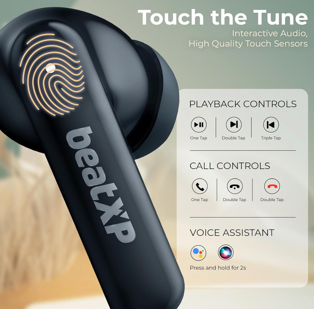 Tune XPods Beat XP Black Wireless Bluetooth Earbuds with 1 Year Brand Warranty | Original Product