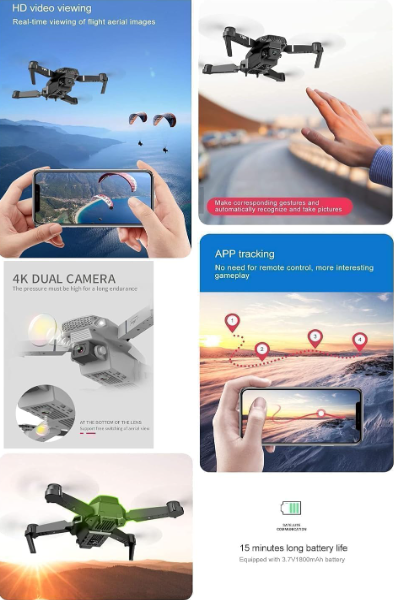 E88 Pro Foldable HD Dual Camera Drone with Brushless Motor, Wi-Fi FPV, One-Key Takeoff/Landing & Gesture Control