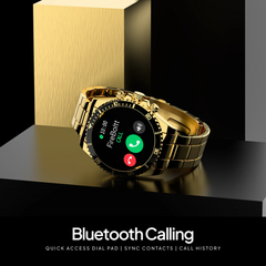 Fire-Boltt Astra Gold smartwatch showing Bluetooth calling screen