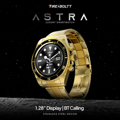 Fire-Boltt Astra Gold stainless steel design with 1.28-inch display and Bluetooth calling