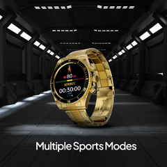 Fire-Boltt Astra Gold smartwatch showing sports tracking