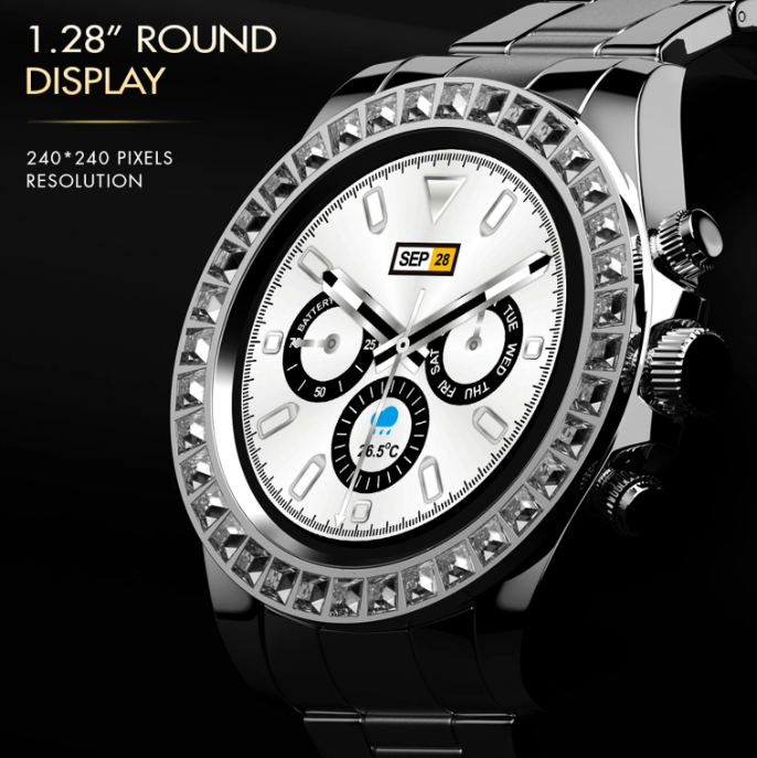 Fire-Boltt Blizzard Ultra silver smartwatch display panel: 1.28 inches, 240 × 240 pixels