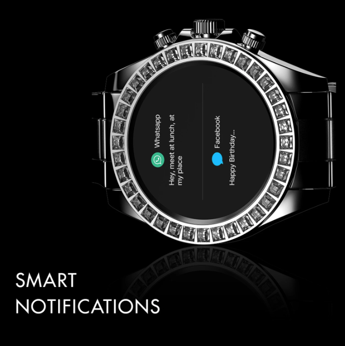 Fire-Boltt Blizzard Ultra silver smartwatch showing phone notifications