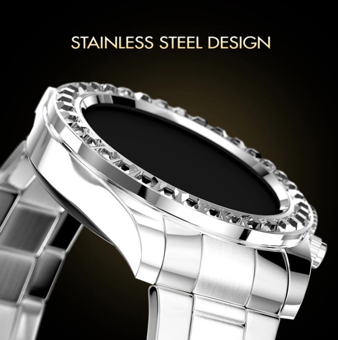 Fire-Boltt Blizzard Ultra silver smartwatch steel case and bezel close-up