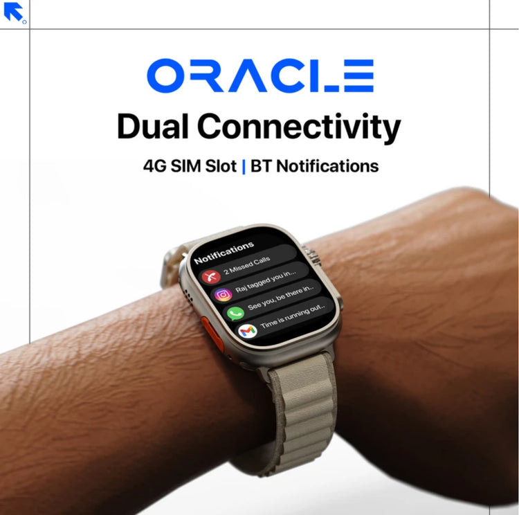 Fire-Boltt Oracle 4G SIM and Bluetooth notification feature shown on wrist