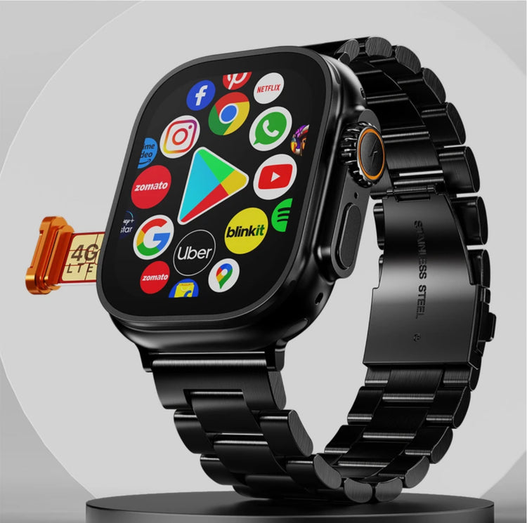 Fire-Boltt Oracle Black Chrome wristphone with black metal strap and nano-SIM slot