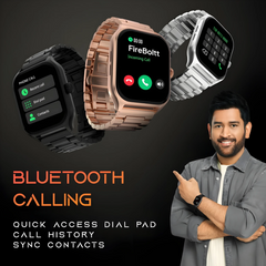 Fire-Boltt Solaris Bluetooth calling with dial pad and call controls; multiple colours shown