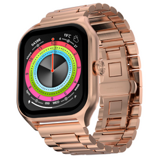 Fire-Boltt Solaris Pink smartwatch with rose-gold-tone metal strap and AMOLED watch face