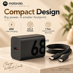 Motorola 68W TurboPower compact charger with Prelium assured warranty