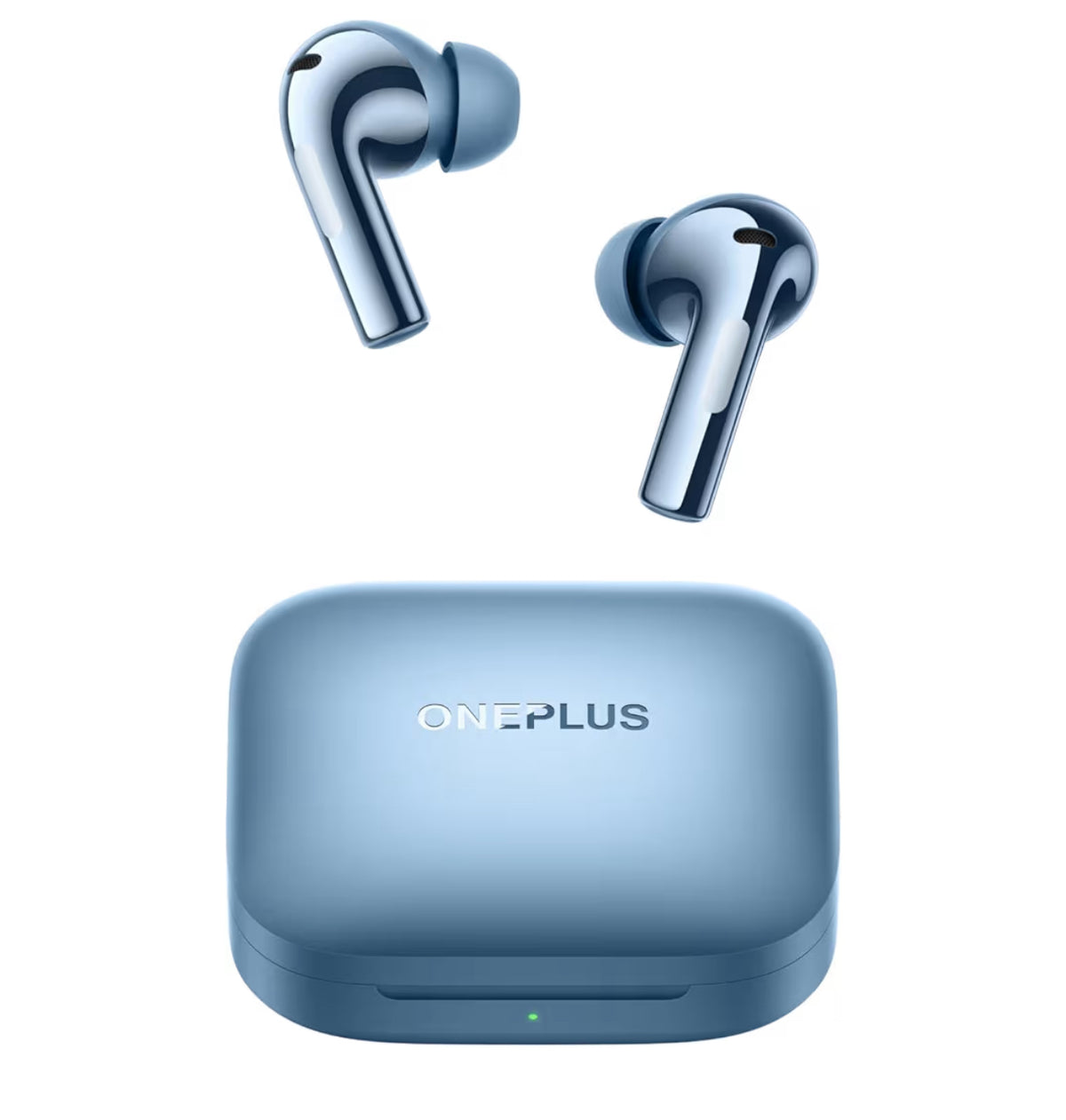 OnePlus Buds 3 blue wireless earbuds with charging case