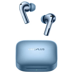 OnePlus Buds 3 blue wireless earbuds with charging case