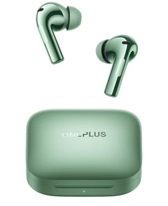 OnePlus Buds 3 green wireless earbuds with charging case