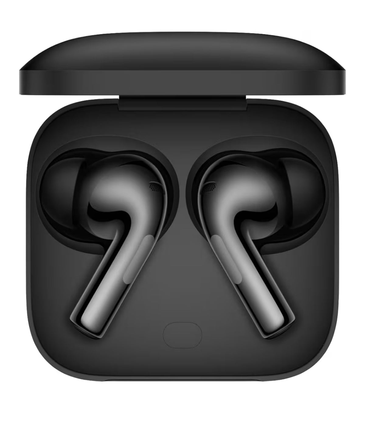 OnePlus Buds 3 grey earbuds inside open charging case