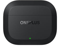 OnePlus Nord Buds 3r black charging case with lid closed and green indicator