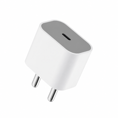 White Prelium 20W USB-C PD adapter with round pins; AI-assisted image based on the product photo