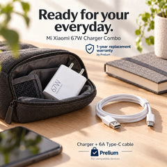 Mi Xiaomi 67W fast charger with 6A USB-C cable – lifestyle view
