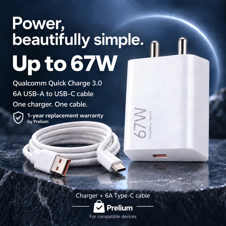 Mi Xiaomi 67W fast charger with 6A USB-C cable – feature overview