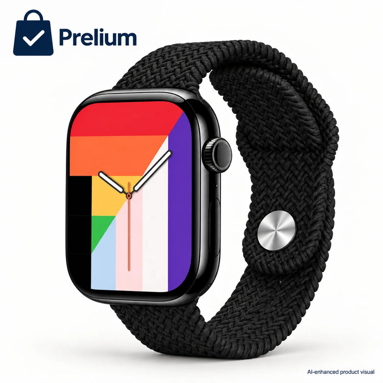 HK11 Pro Max Black smartwatch with woven strap, AI-enhanced product image