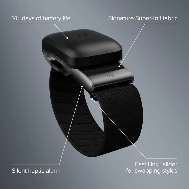 WHOOP 5.0 with Wireless PowerPack, SuperKnit band and hardware feature labels